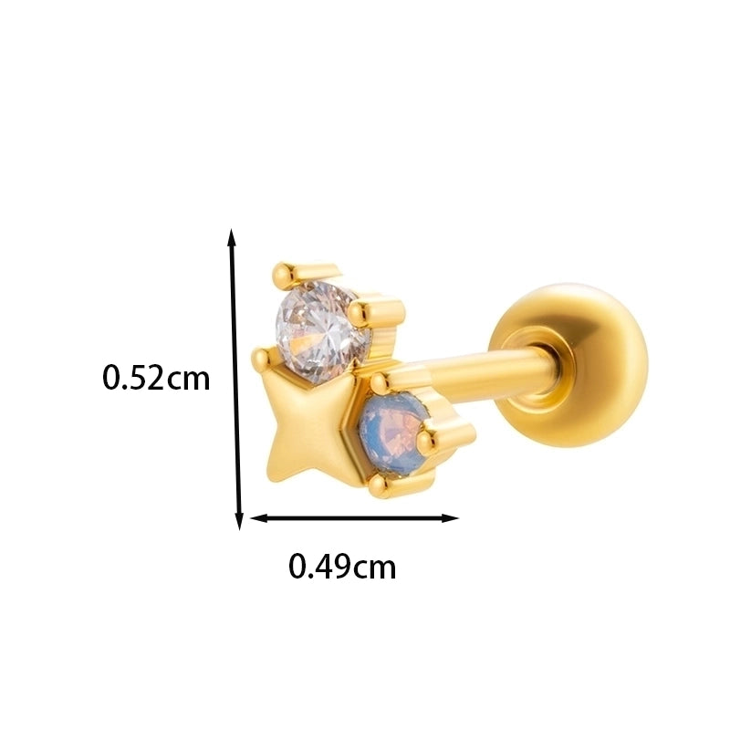 1 Piece Ear Cartilage Rings & Studs IG Style French Style Minimalist Star Flower Butterfly Copper Inlay Zircon
