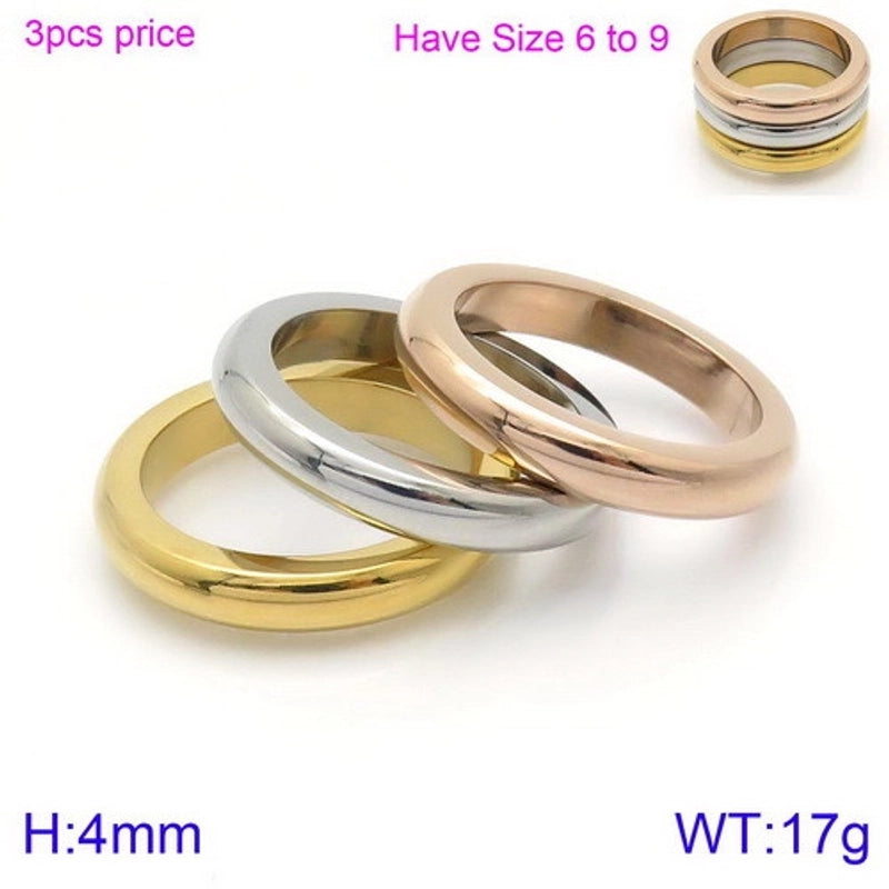 304 Stainless Steel 18K Gold Plated Basic Minimalist Classic Style Round Rings