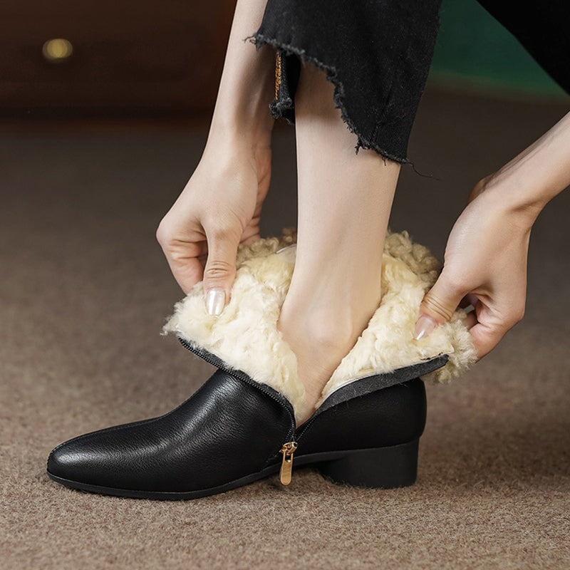 Elegant Slimming Boots Block Heel Stretch Boots Pointed Toe Sock Boots in Black/Brown