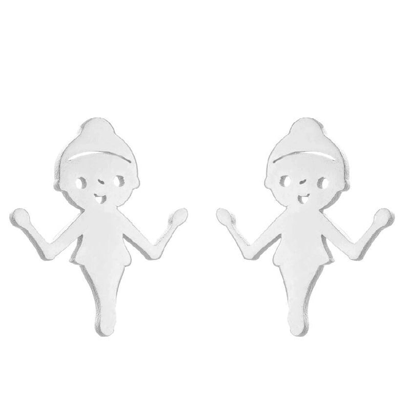 Minimalist Letter Skates Ball Stainless Steel Plating Hollow Out Ear Studs 1 Pair