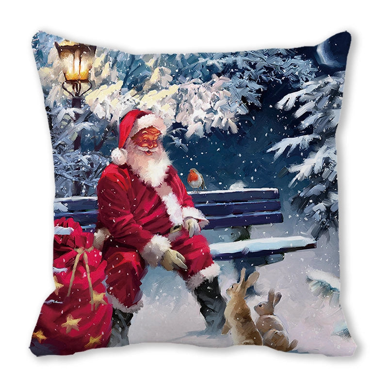 Christmas Pastoral Santa Claus Chemical Fiber Pillow Cases Couch & Sofa Decor