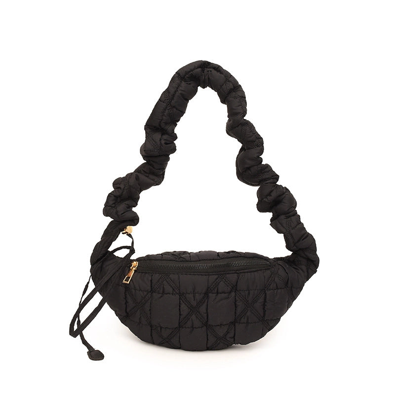 Women's Pu Leather Solid Color Basic Classic Style Cloud Shape Zipper Fanny Pack