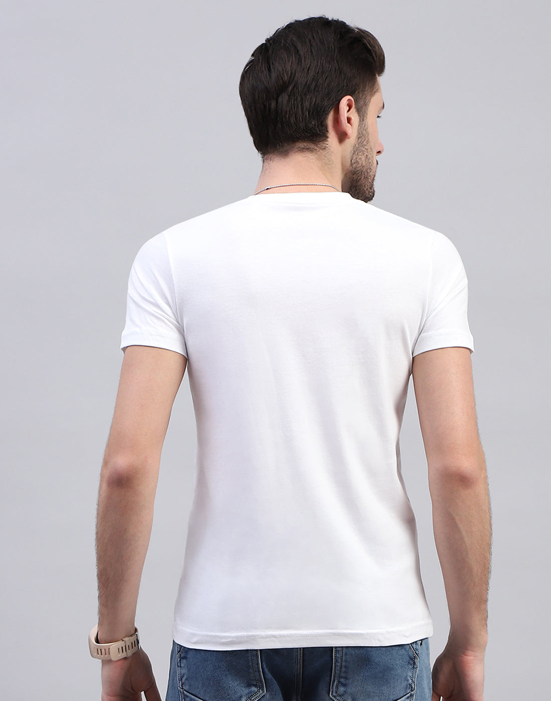 Men White Solid V Neck Half Sleeve T-Shirt (Pack of 3)