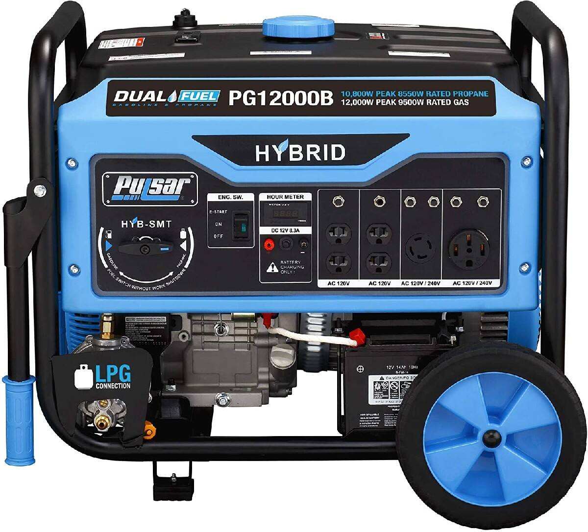 Unclaimed 12.000W Dual Fuel Portable Generator with Electric Start and Switch & Go Technology. CARB Approved PG12000B