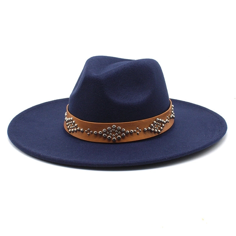 Autumn And Winter Wool Big Brim Jazz Hat Men's And Women's Fashion Casual 9.5cm Big Edge Jazz Hat Felt Hat