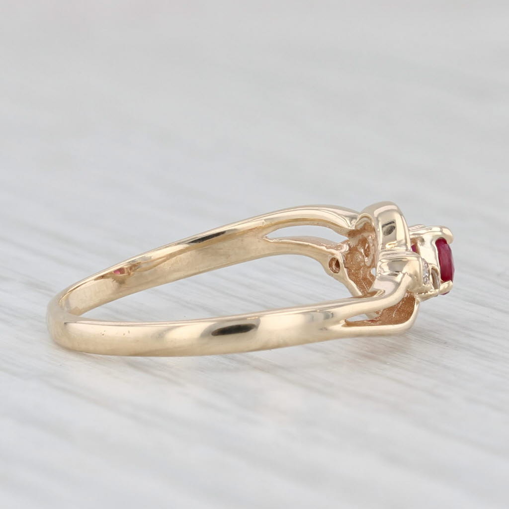 0.13ct Oval Ruby Diamond Ring 10k Yellow Gold Size 6.75