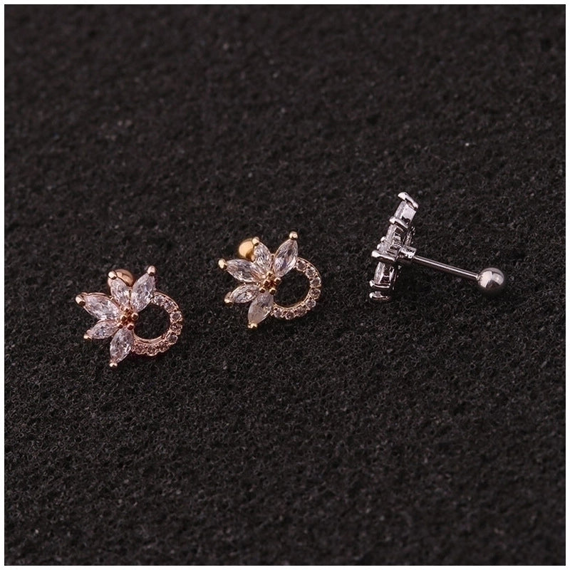 Ear Cartilage Rings & Studs Flower 316L Stainless Steel  Copper Zircon