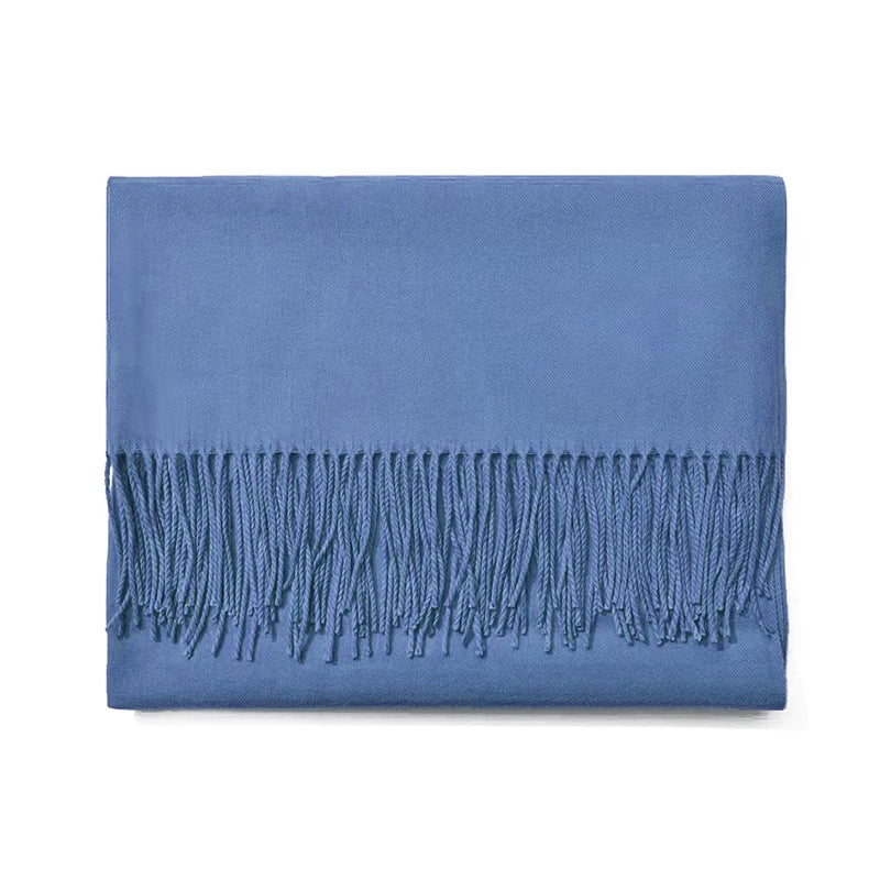 250g Autumn And Winter New Warm Thick Cashmere Texture Solid Color Couples Long Scarf Air Conditioning Tassel Shawl