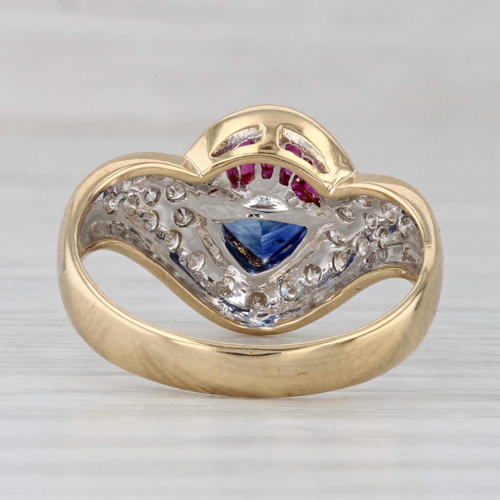 1.25ctw Ruby Sapphire Diamond Ring 18k Yellow Gold Size 6.5