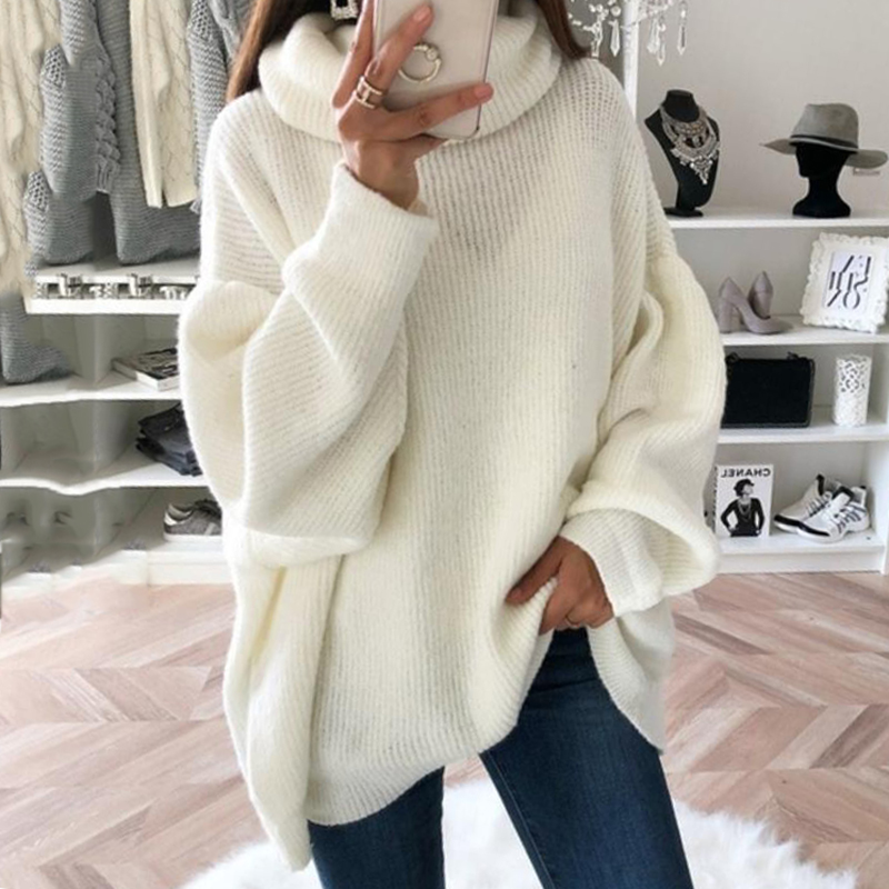 Casual Simple Solid Color Turtleneck Knitted Sweater