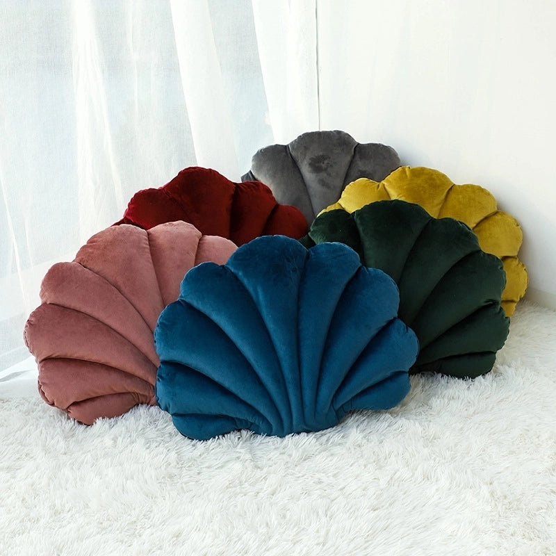 Dutch Velvet Shell Pillow Cushion Popular Light Luxury Solid Color Pillow Home Sofa Skin-friendly Waist Pillow