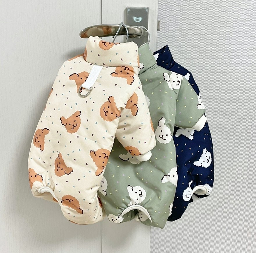 Bear Printed Dog Four Legs/Two Legs Jacket