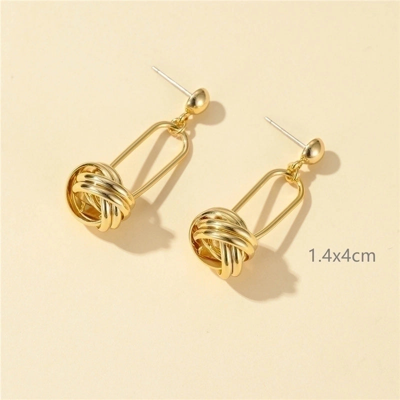 1 Pair Classic Style Commute Solid Color Plating Brass Gold Plated Drop Earrings