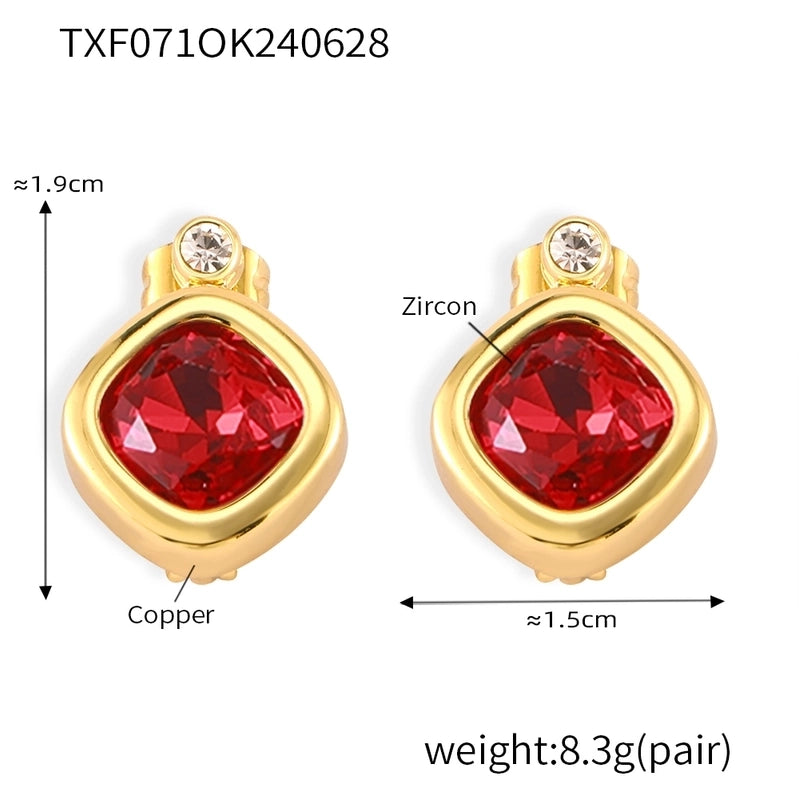 Minimalist Quadrilateral 304 Stainless Steel 18K Gold Plated Plating Earrings Necklace Jewelry Set