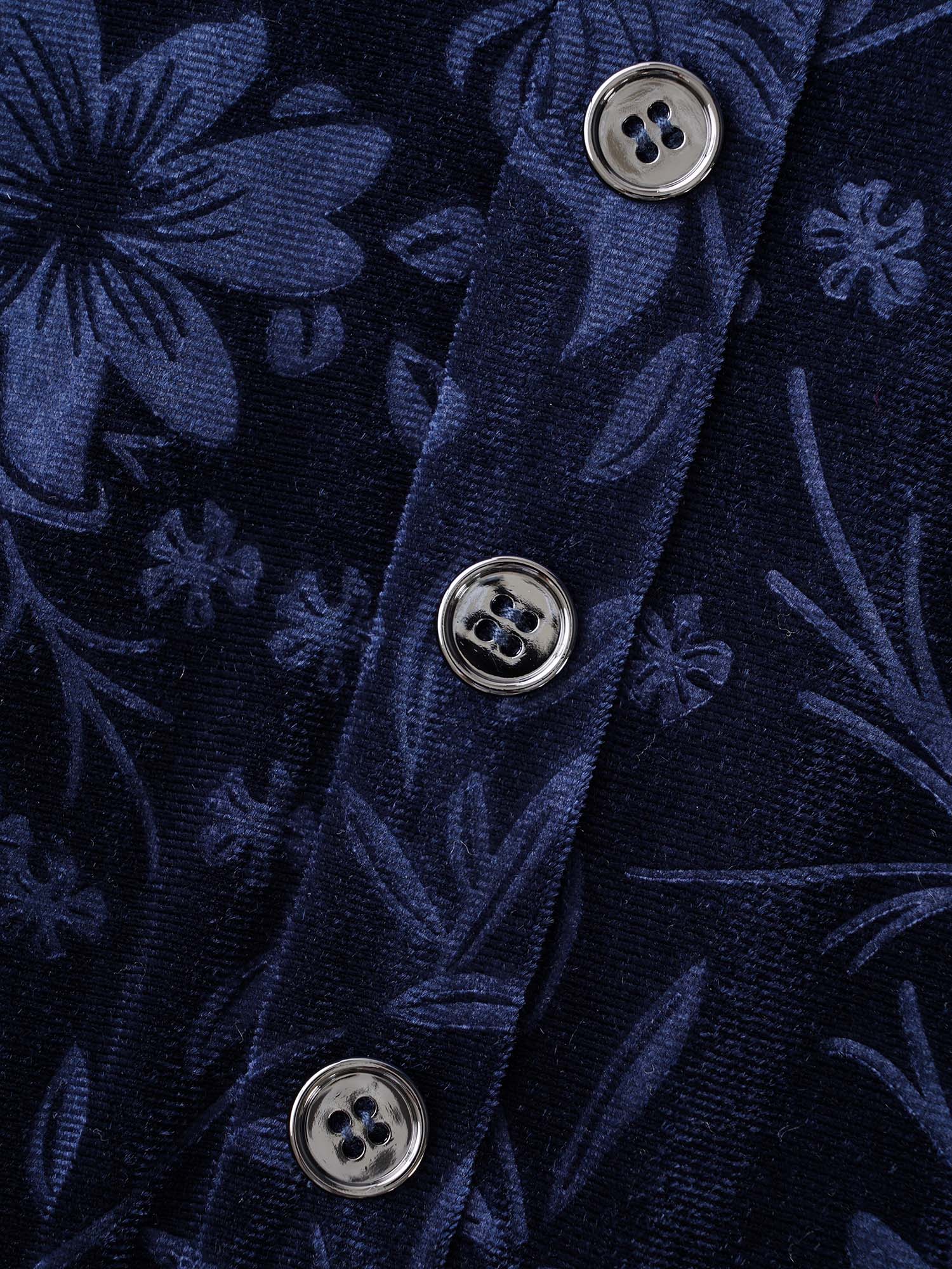 Velvet Button Detail V-Shaped Neck Dress
