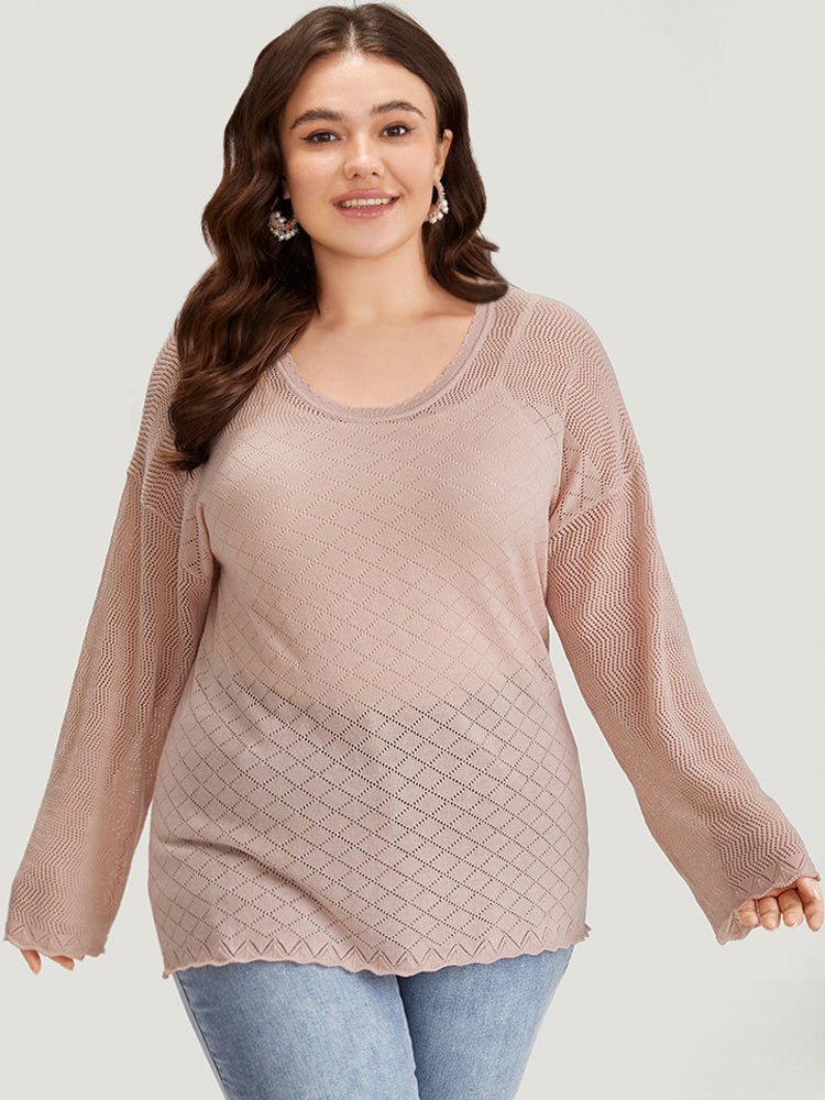 Supersoft Essentials Geometric Curved Hem Patchwork Very Stretchy Pullover