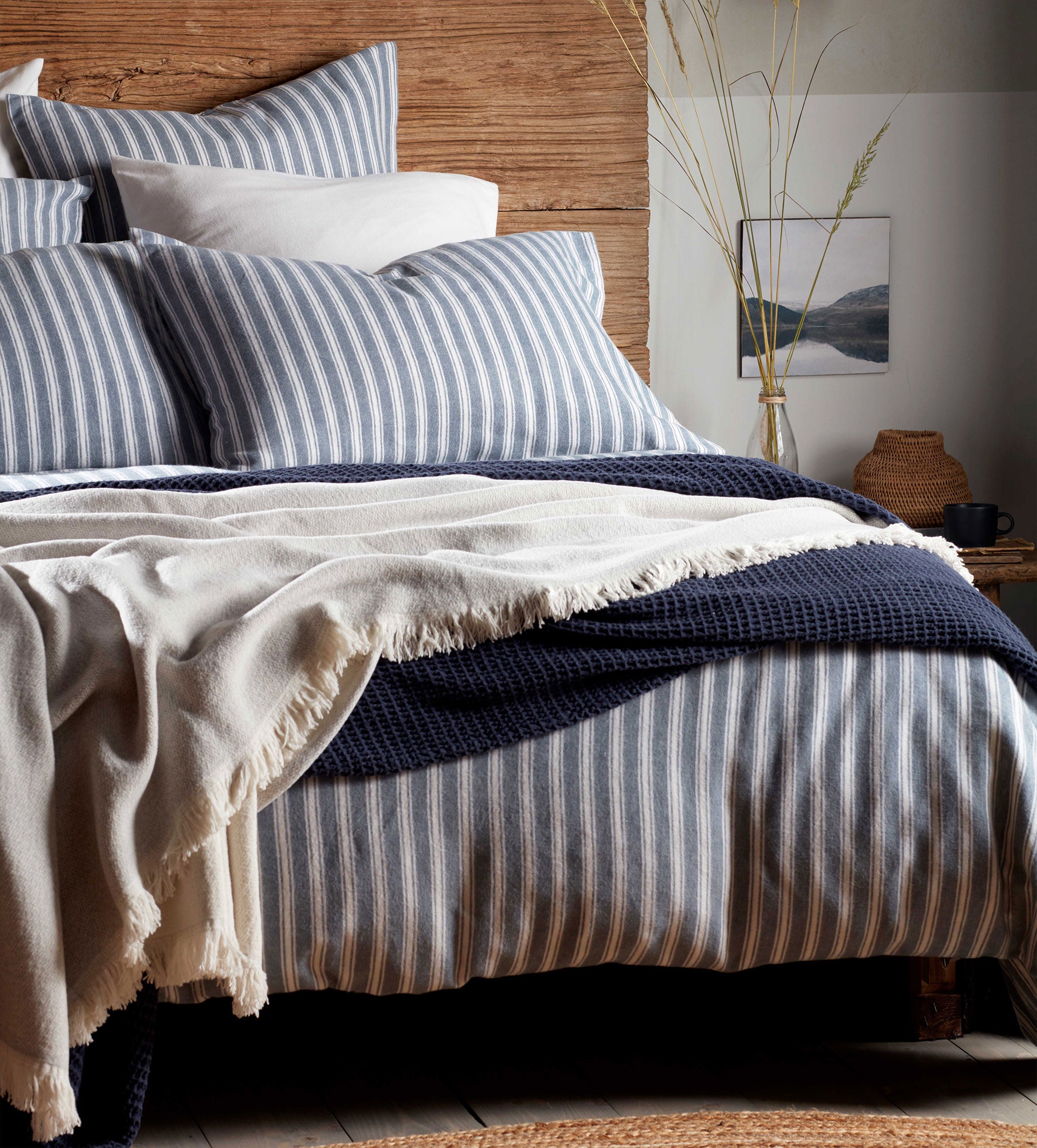 tripe Brushed 100% Organic Cotton Duvet Cover