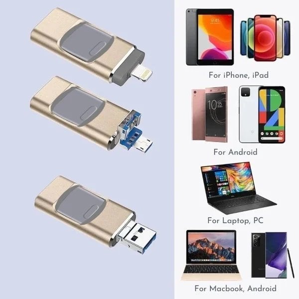 4 In 1 High Speed USB Flash Drive For iPhone. iPad. Android. PC & More Devices