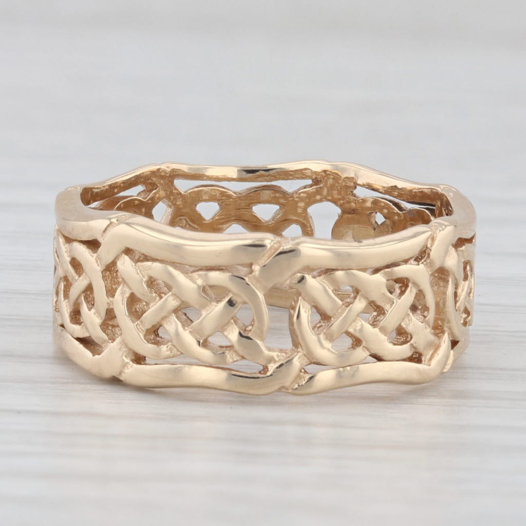 Celtic Knot Pattern Ring 14k Yellow Gold Size 6.5 Band Wedding
