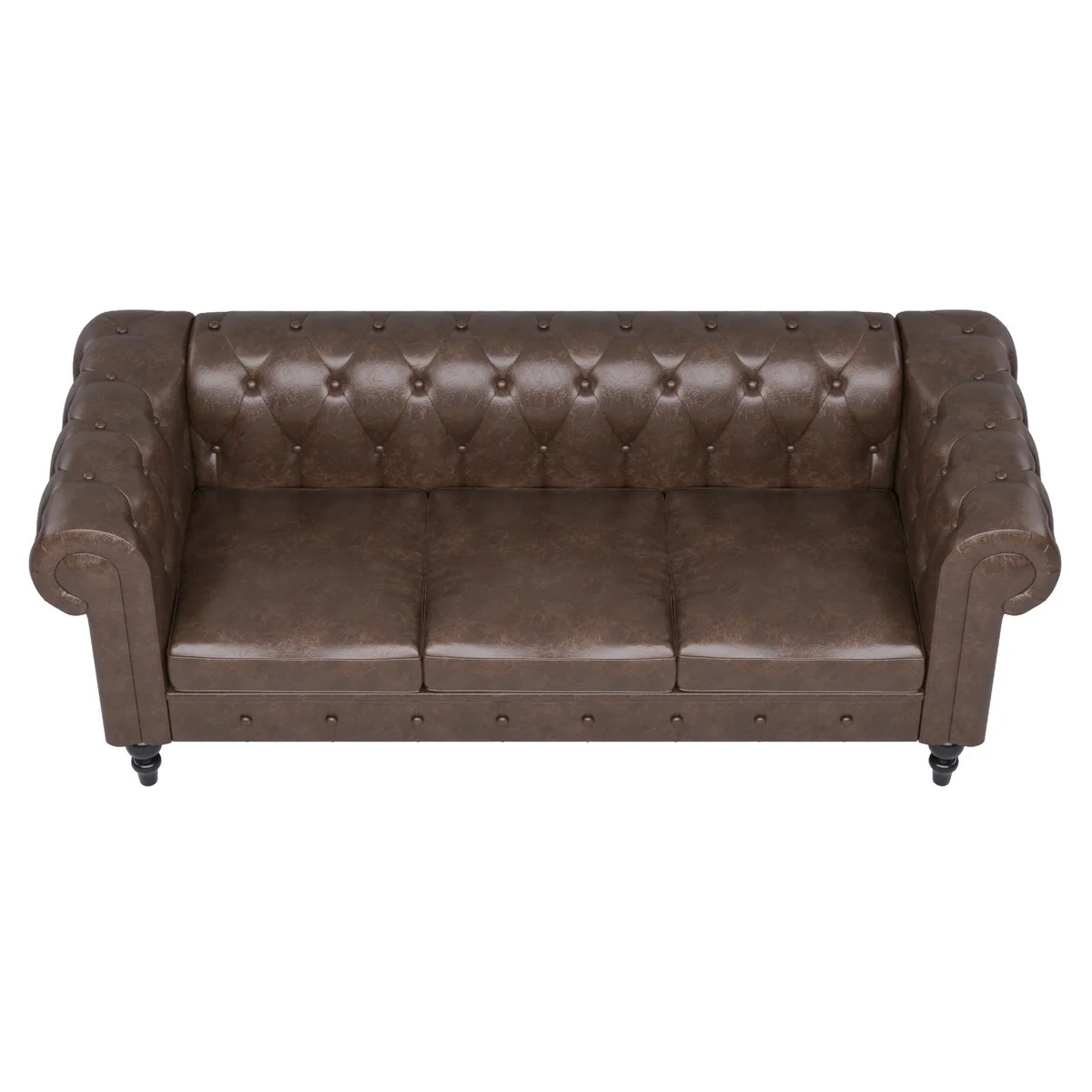 Faux Leather Upholstered Chesterfield Sofa -- 3 seats