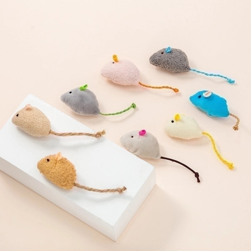 Pet Supplies Simulation Plush Mouse Doll Set Feather Mouse Scratch-resistant Bite Molar Cat Toy