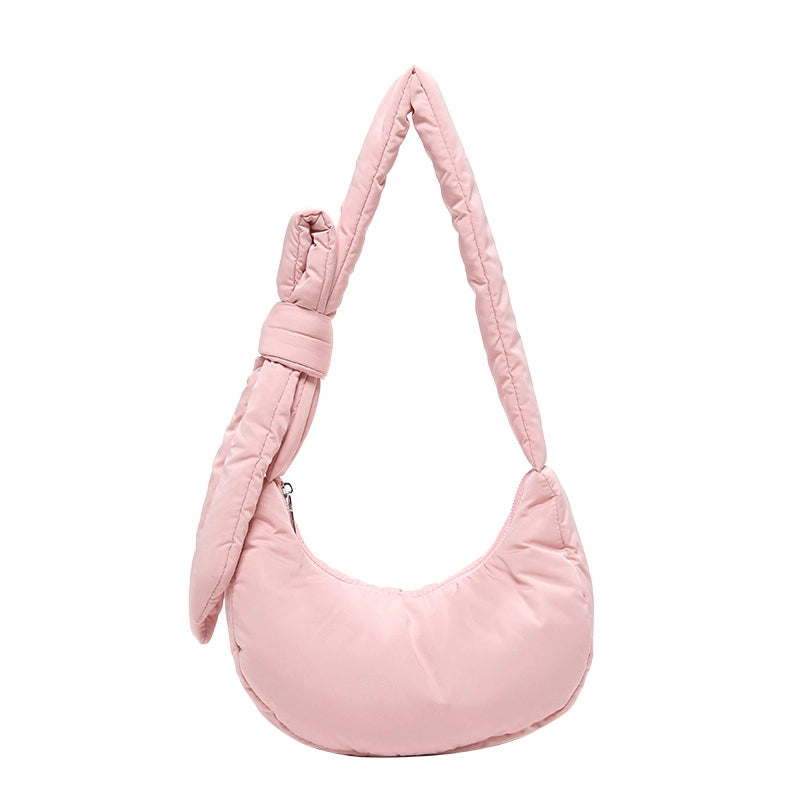 Women's Medium Nylon Solid Color Basic Classic Style Sewing Thread Dumpling Shape Zipper Crossbody Bag
