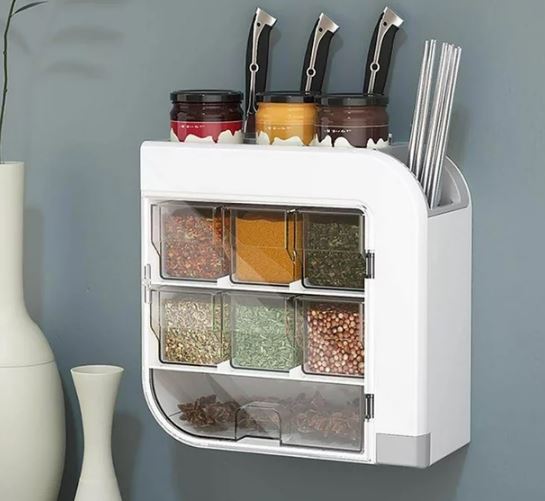 Wall Mounted Multi-Functional Seasoning Storage Rack