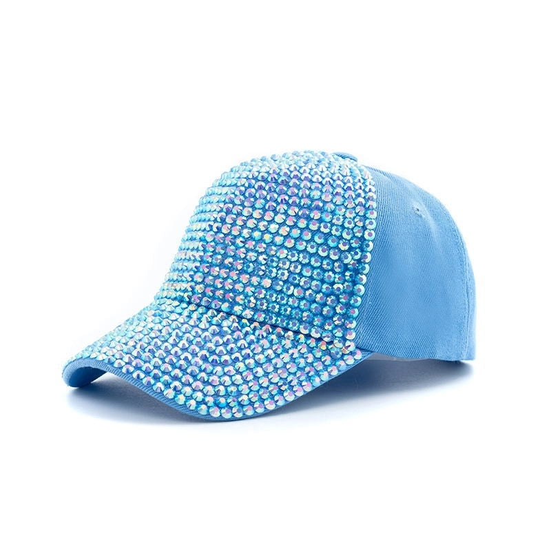 Women's Elegant Color Block Chain Curved Eaves Baseball Cap