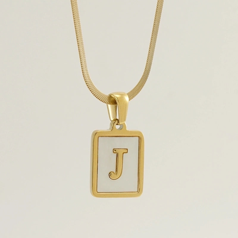 Stainless Steel 18K Gold Plated Casual  Plating Inlay Letter Shell Pendant Necklace