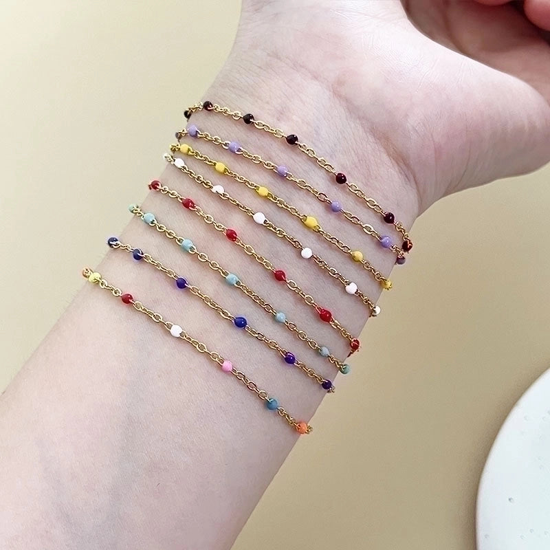 Minimalist Solid Color Stainless Steel Chain Bracelets