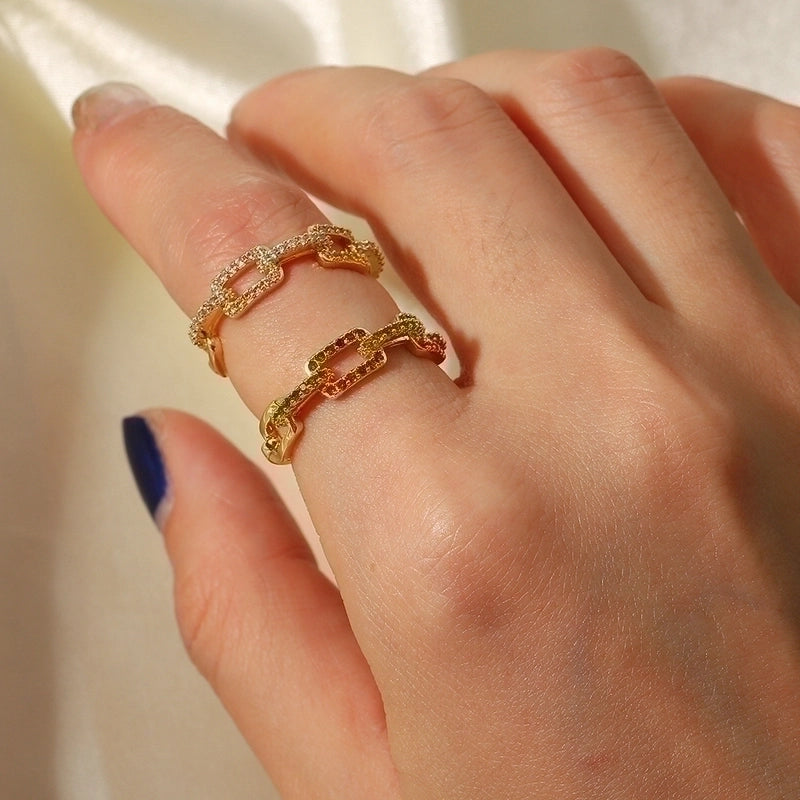 Copper Vintage Style Plating Rectangle Zircon Open Ring