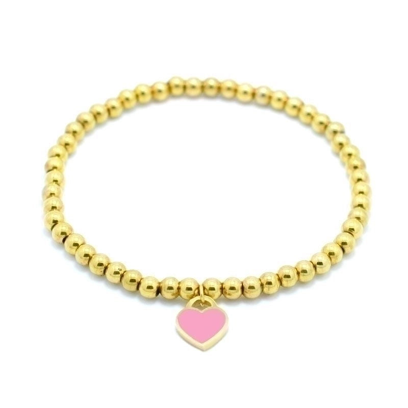 2 Pieces Basic Modern Style Heart Shape Stainless Steel Plating 18k Gold Plated Bracelets