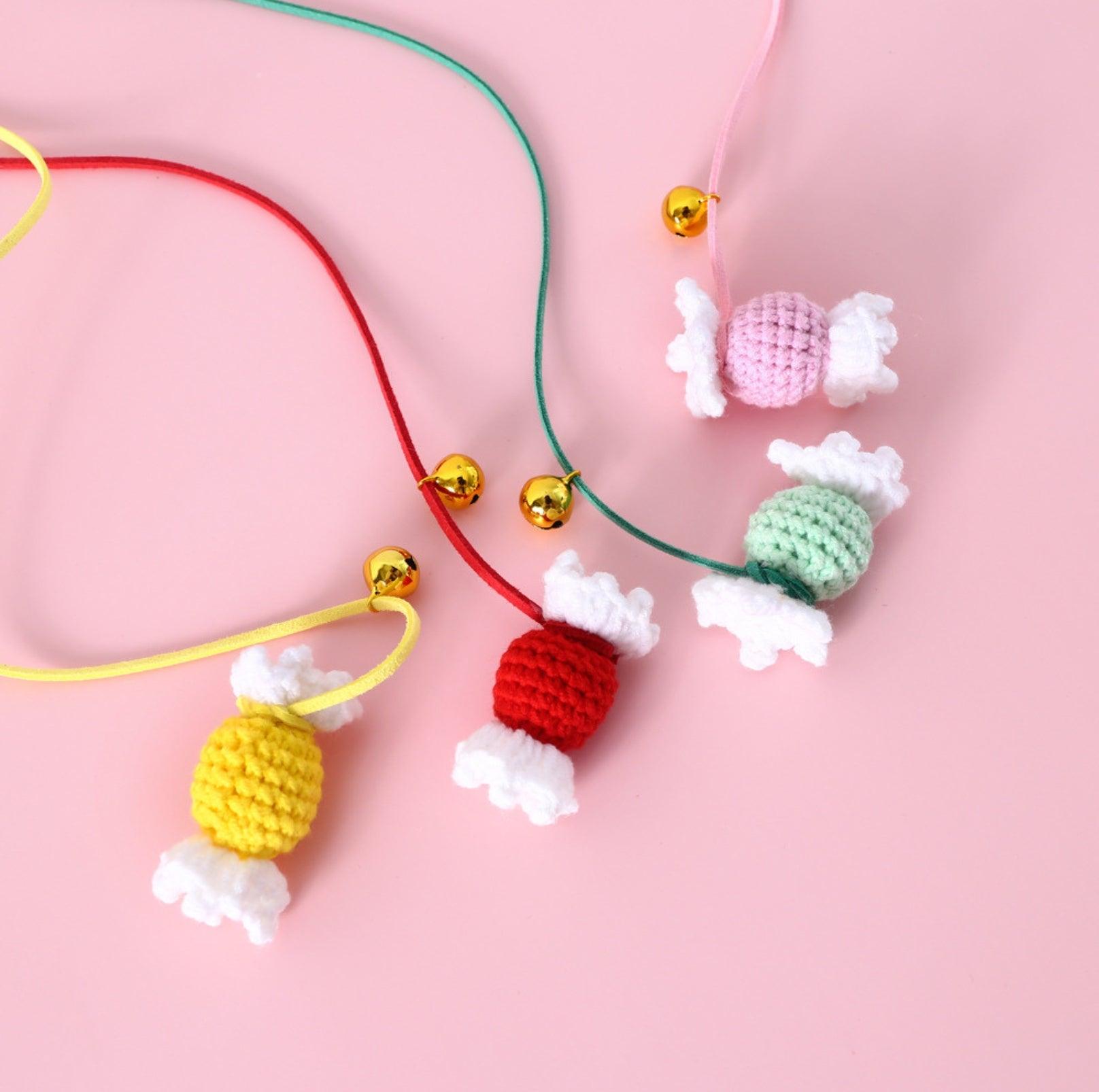 Woollen Knitted Colourful Candy Cat Stick Cat Toys