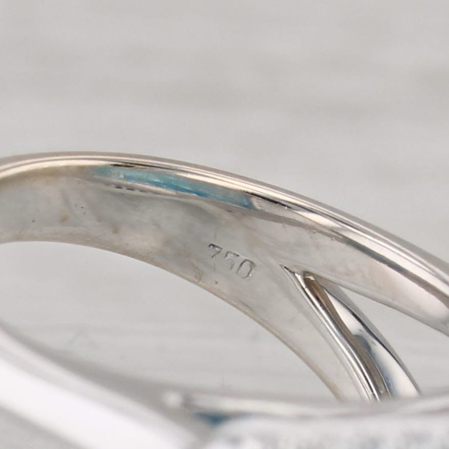 37.47ctw Blue Topaz Diamond Halo Ring 18k White Gold Size 6.5 Cocktail