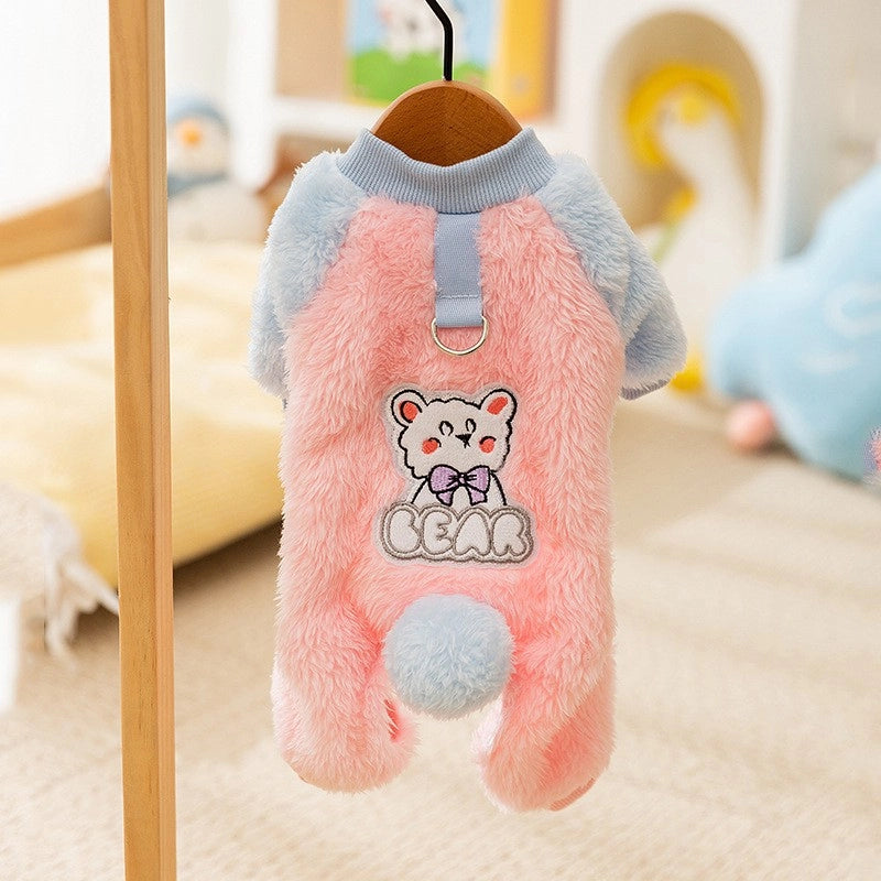 Cute Flannel Animal Solid Color Pet Clothing