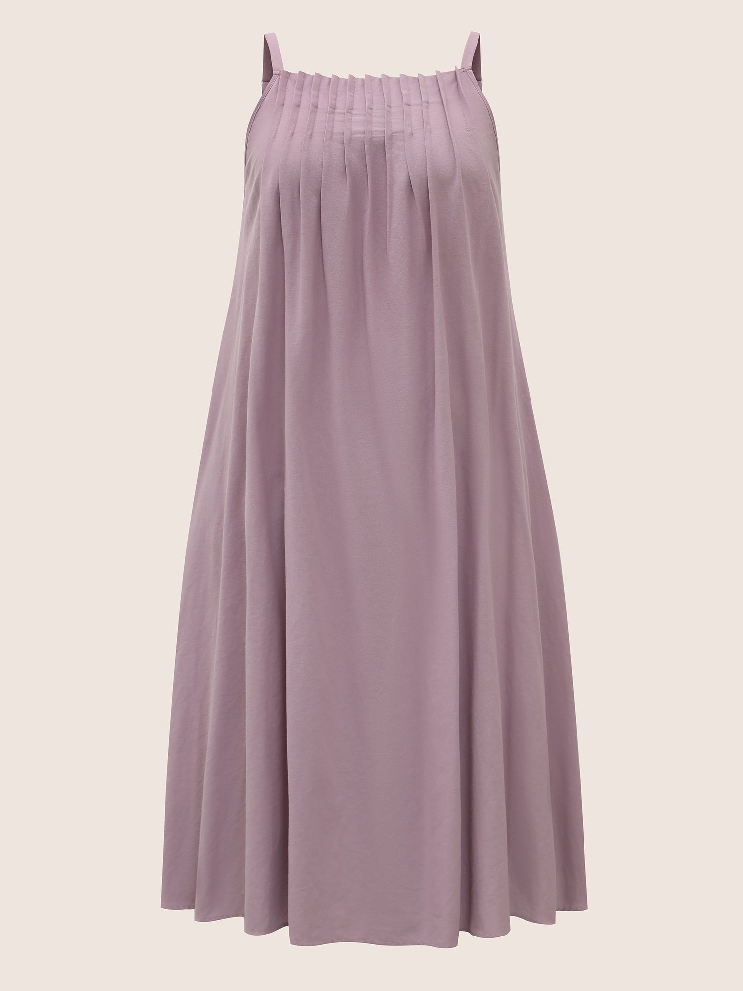 Cotton Plain Pleated Loose Fit Cami Dress