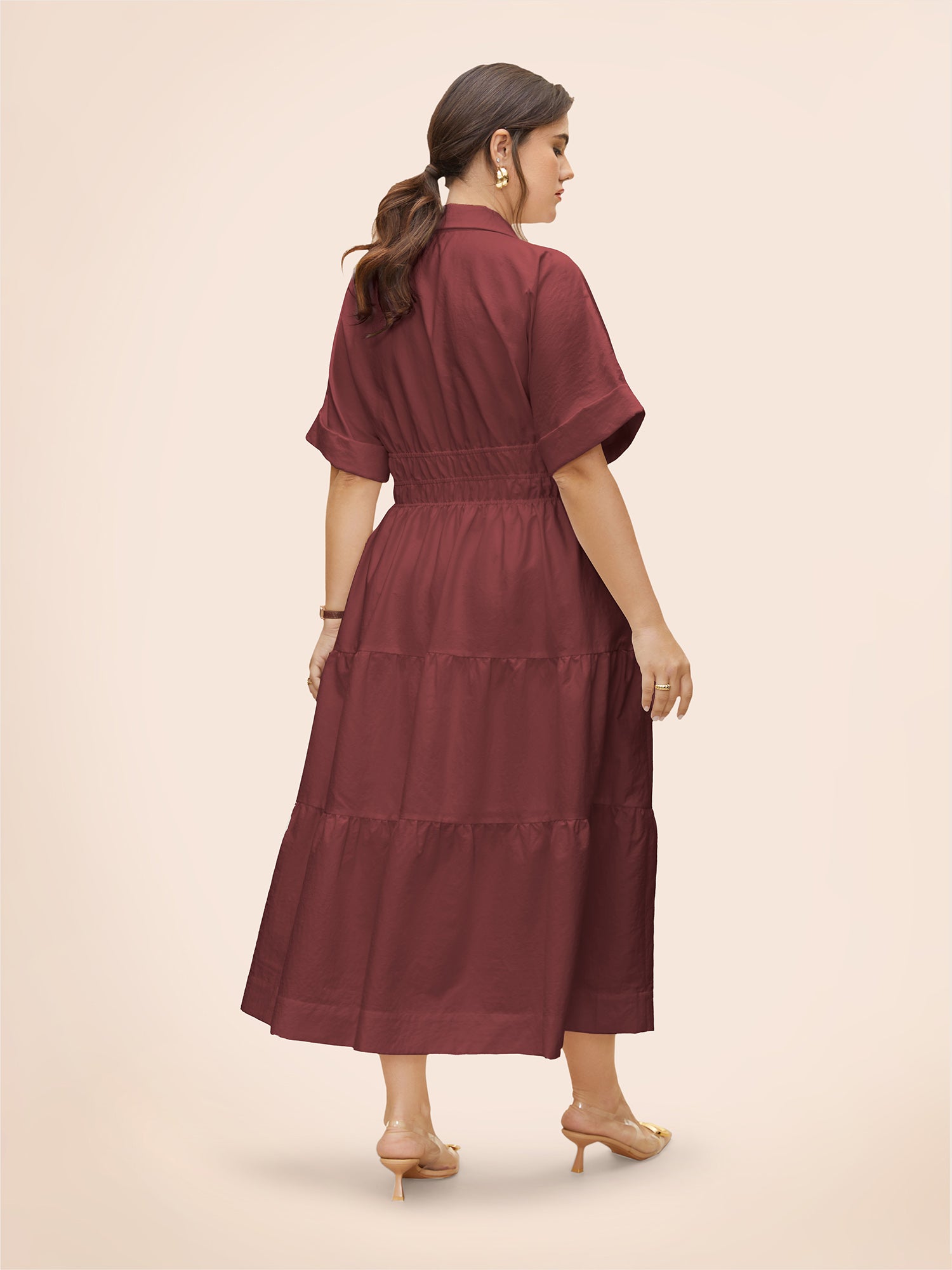 Midfield Tiered Midi Shirt Dress