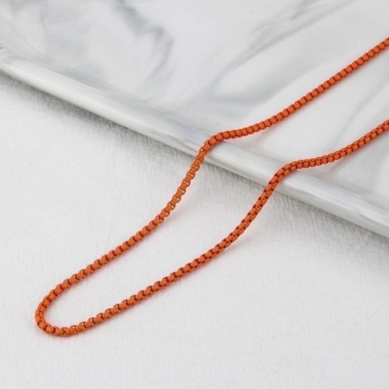 Casual Minimalist Solid Color Titanium Steel Stoving Varnish Necklace