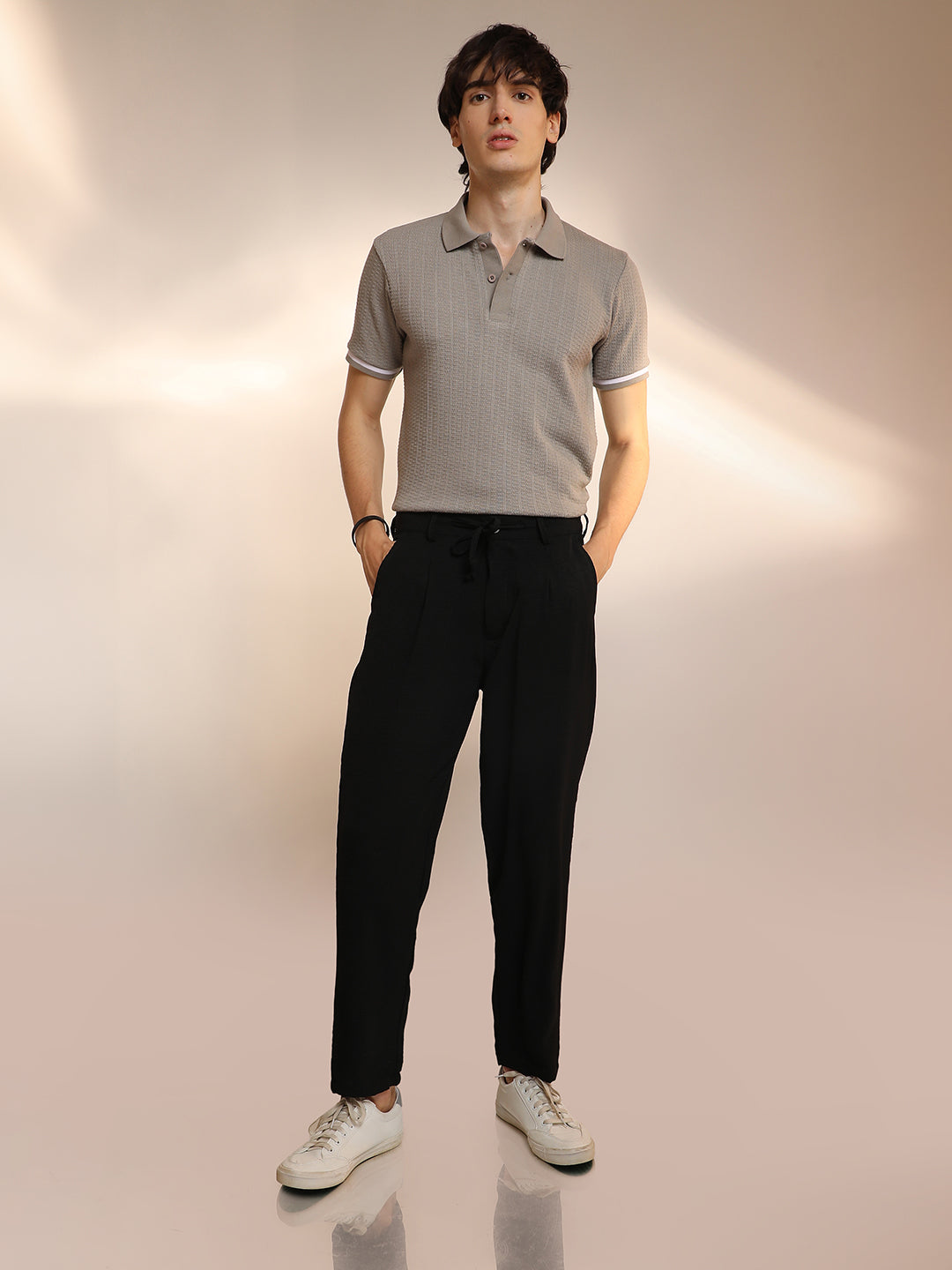 Solid Pleated Trousers