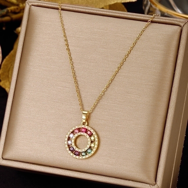 3 Pieces Elegant Minimalist Leaf Four Leaf Clover Insect Stainless Steel Plating Inlay Zircon Pendant Necklace