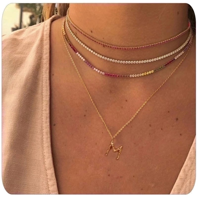 Fashion Geometric Copper Inlay Zircon Necklace 1 Piece