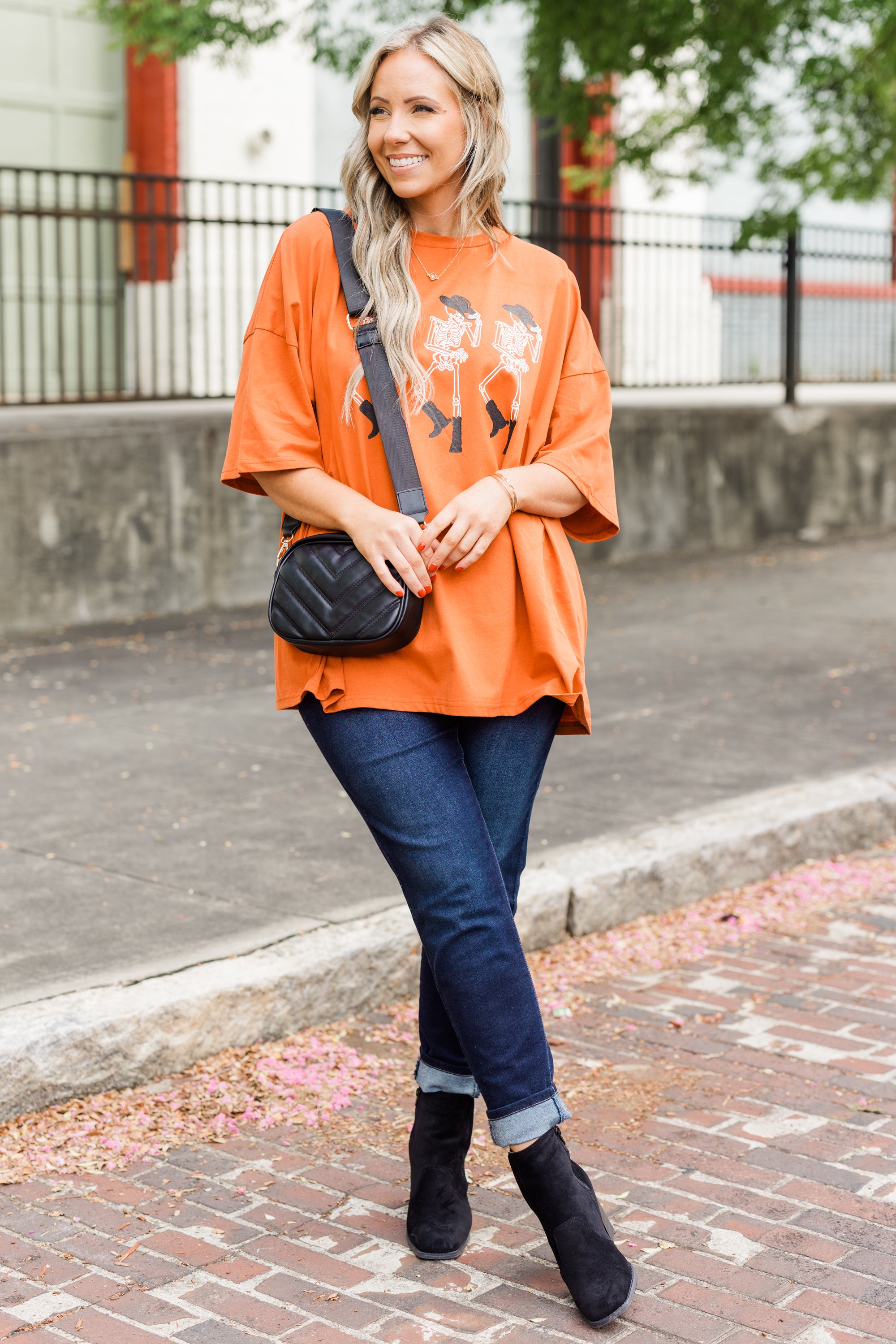 Howdy Halloween Boyfriend Tee. Rust