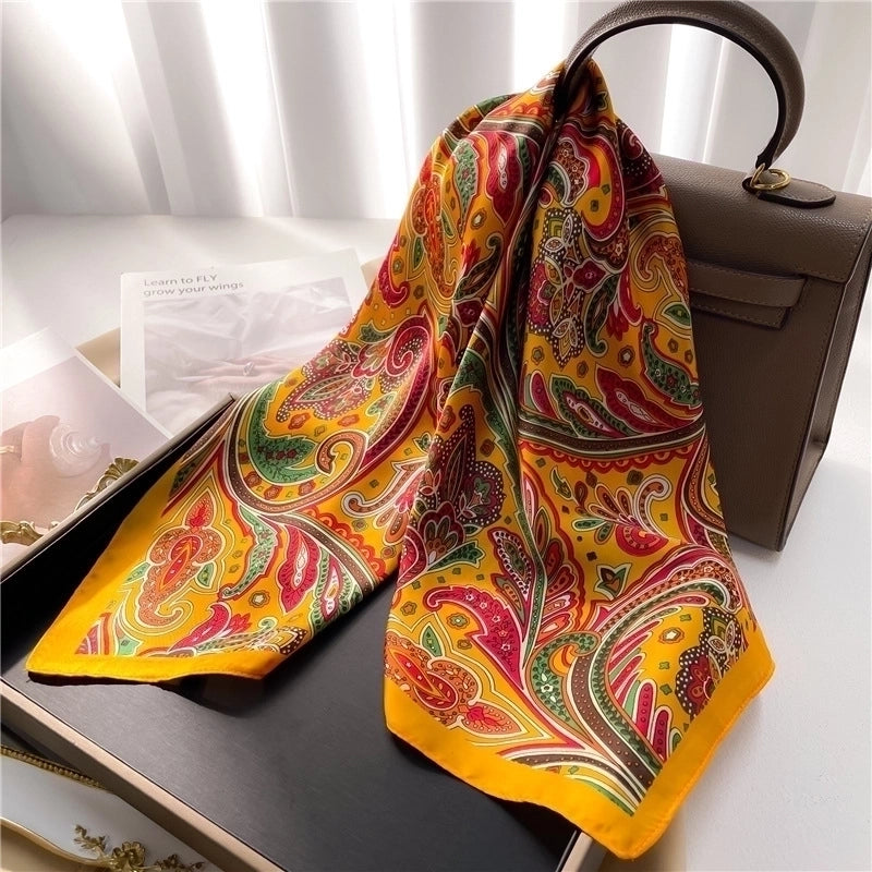 Women's Elegant Minimalist Color Block Polyester Printing Silk Scarf