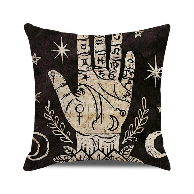 Halloween Retro Punk Palm Skull Cotton Pillow Cases Couch & Sofa Decor