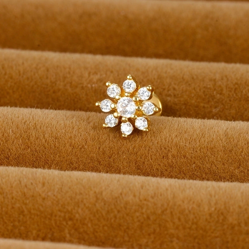 1 Piece Ig Style Minimalist Star Heart Shape Flower Plating Inlay Stainless Steel Zircon Ear Studs