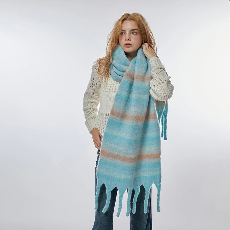 Women's Sweet Geometric Polyester Tassel Scarf