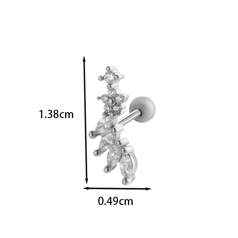 1 Piece Ear Cartilage Rings & Studs IG Style French Style  Water Droplets Flower Copper Inlay Zircon