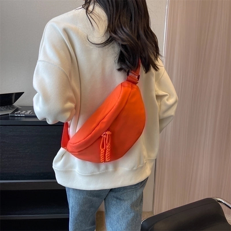 Women's Basic Solid Color Nylon Waist Bags