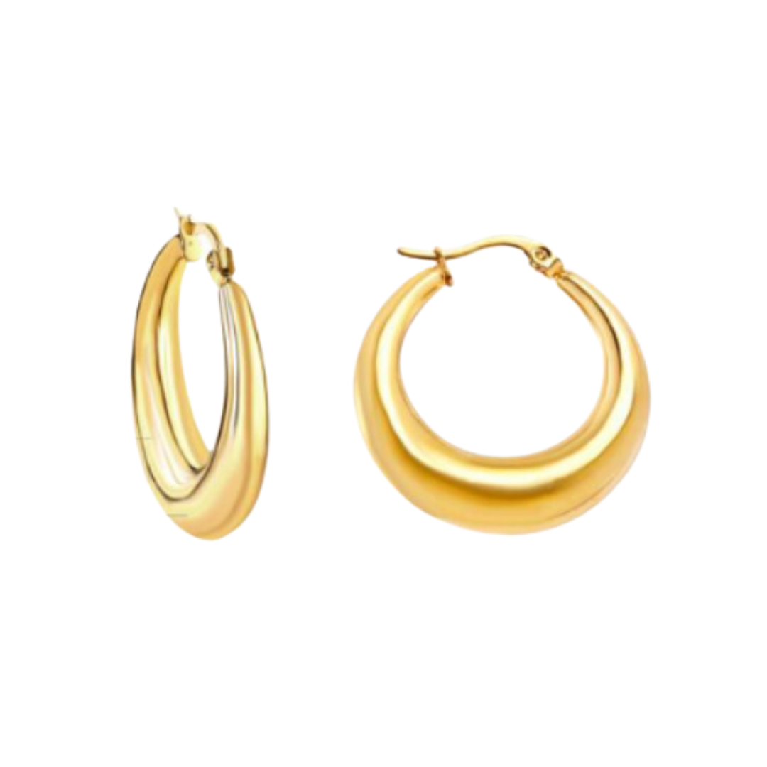 14mm Chunky clasped hoops - Gold