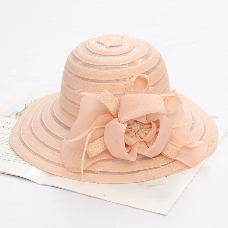 Women's Fashion Solid Color Flowers Flat Eaves Sun Hat